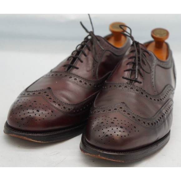 Allen Edmonds Barrington Burgundy Leather Wingtip Blucher Dress Shoe SZ 12 D - Picture 5 of 12